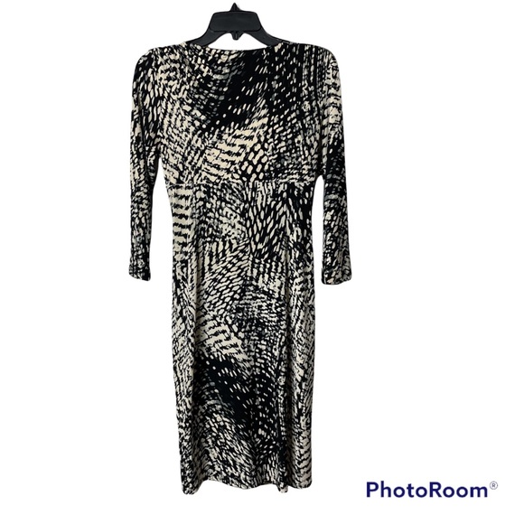 Lauren Ralph Lauren Dress Abstract Print Size 4 Black Off White Grey Str… - Picture 2 of 9
